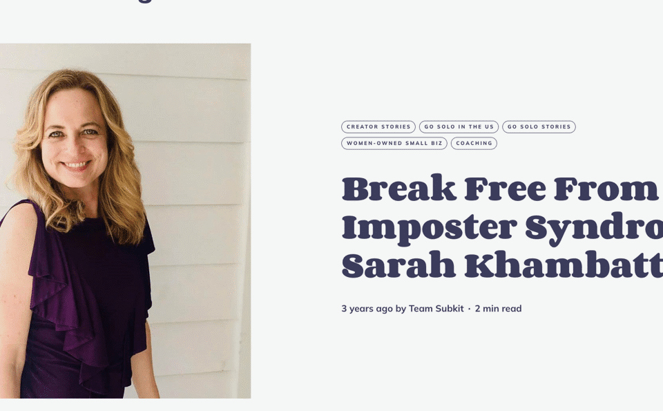 Sarah Khambatta on overcoming imposter syndrome for women leaders – feature on Collabs.io